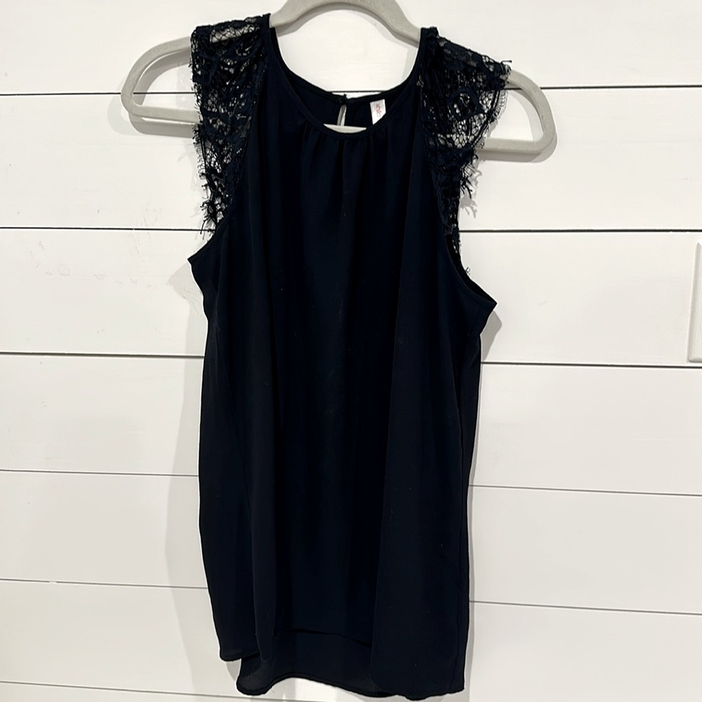 Xhilaration target top navy lightweight summer Lace sleeves large